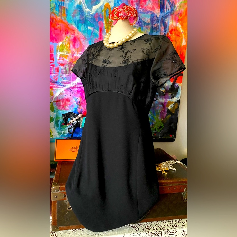 Gorgeous TALBOTS Black shimmer Evening Formal Cocktail Holiday Party Dress 🖤🖤